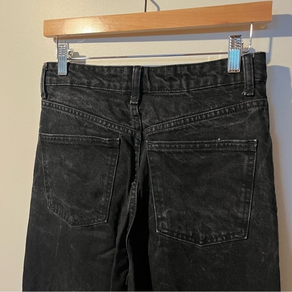 Zara High Rise Distressed Wide Leg Jeans in Black | size 6 - Picture 6 of 7